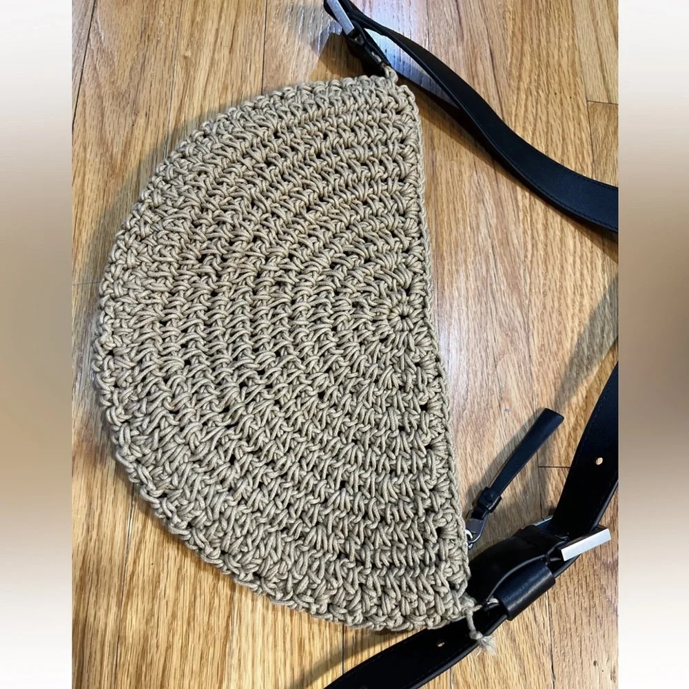 All Saints Half Moon Raffia Shoulder Crossbody Bag - Picture 2 of 9
